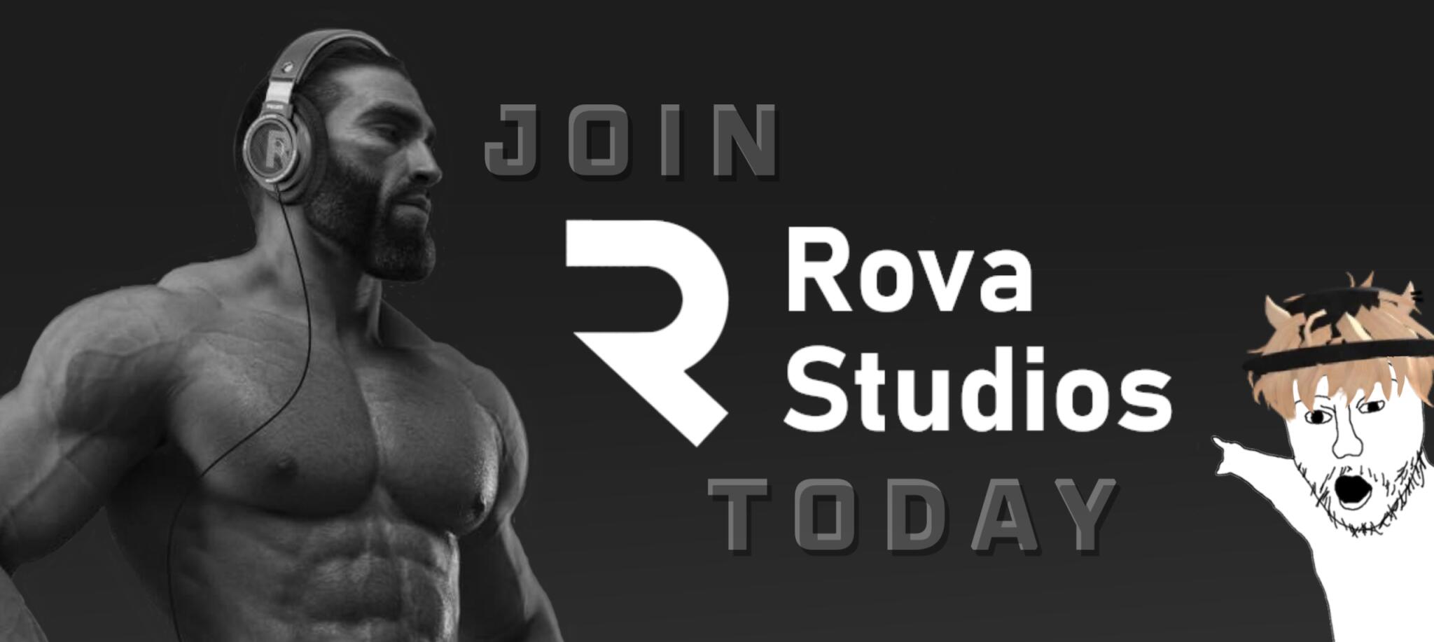 Discovery splash banner for Rova Studios Discord server