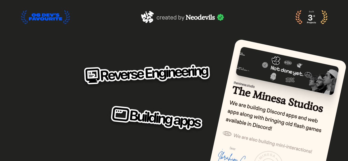 Discovery splash banner for The Minesa Studios Discord server