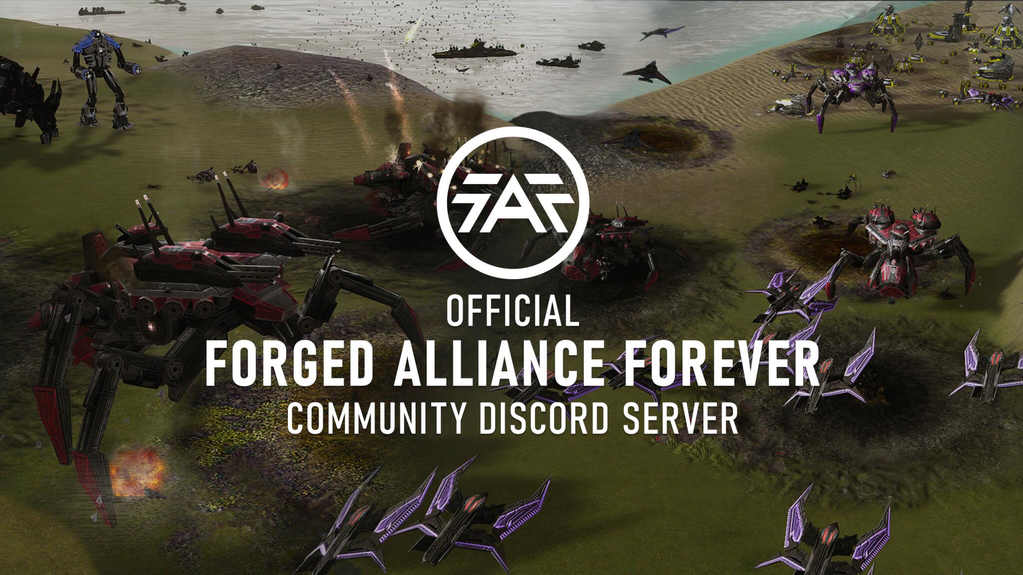 Discovery splash banner for Forged Alliance Forever Discord server